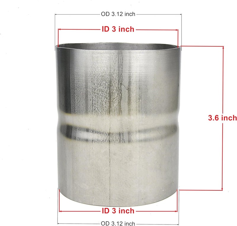 eLifecenter Universal ID 3" Exhaust Coupler Stainless Steel Exhaust Adapter - Image 2